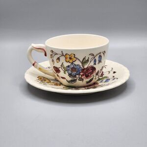 Vernon Kilns California May Flower Hand Painted Tea Cup & Saucer Set USA Garden